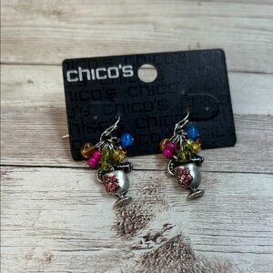 Chico's Silver Earrings with Multicolor Beads